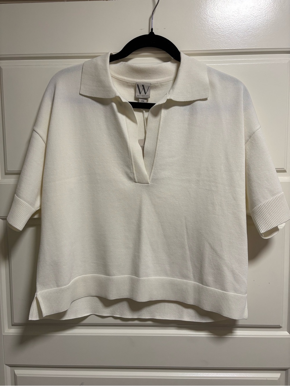 NWT Worthington White Cropped Polo Top Size PM- Petite Medium